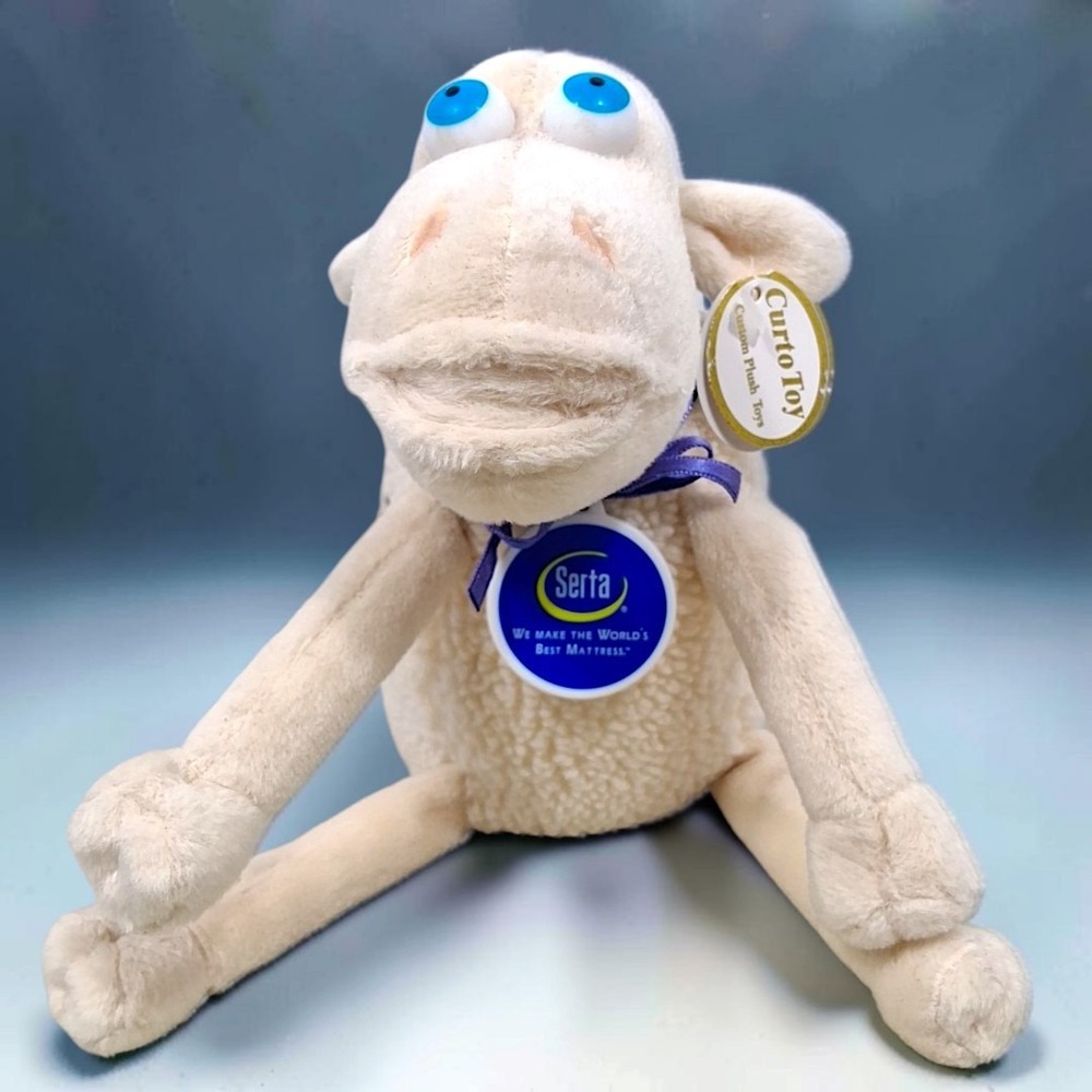 VTG 2000 Serta Counting Sheep #15 Plush Curto Toy Blue Eyes Cream Tags Attached